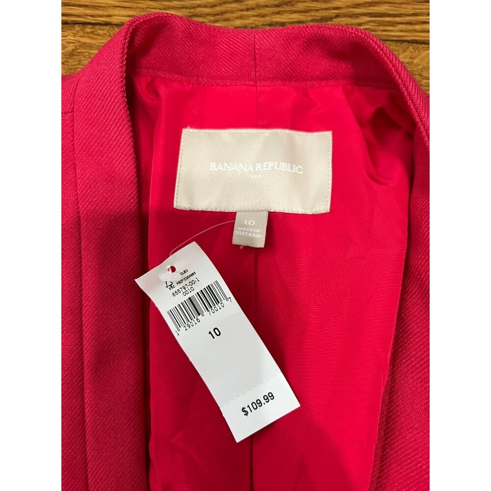Banana Republic Red Collarless Blazer Women's Size 10 Front Clasp NWT $109.99 - Picture 2 of 5